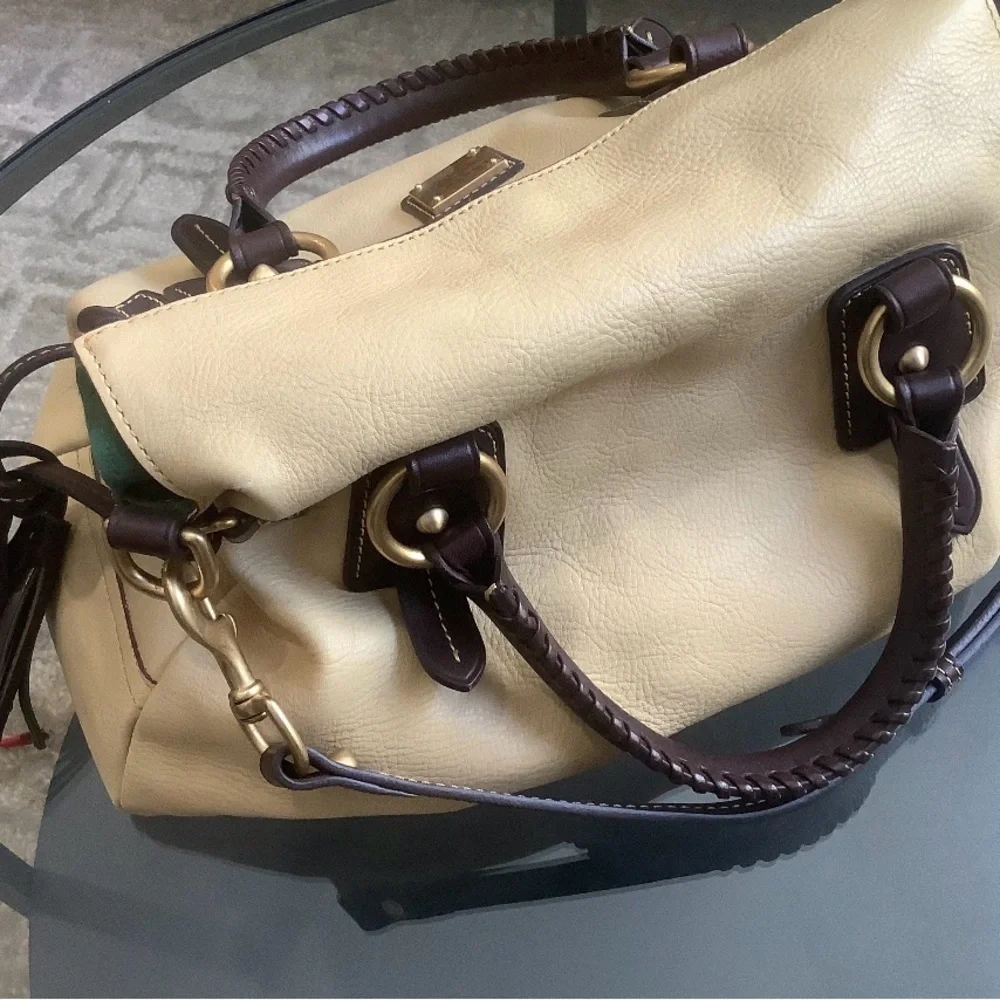 Dooney & Bourke Cream Florentine Vacchetta Leather Satchel - Picture 2 of 9